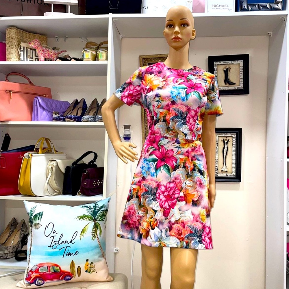 Alexia Admor Floral Print Short A Line dress